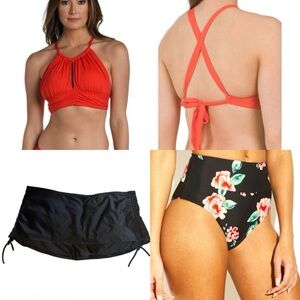 3 Pc SWIM MASHUP: NWT- La Blanca Mid-Kini Swim Top + 2 (EUC & GUC) Bottoms